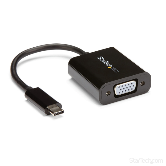 Adaptador Video Startech USB-C a VGA, Negro