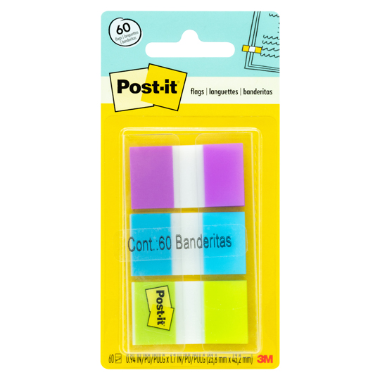 Banderitas Post-It mod. 680-pbg 3m 1x1.5pulgadas 3 colores