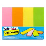 [NAV-PST-BANDNE] Banderitas adhesivas Navitek 4 colores neón 1' x 3' empaque con 200 banderitas