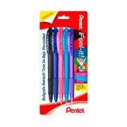 [PTL-BOL-420BPM3] Bolígrafo Pentel feel it retráctil, color negro,azul,rosa,violeta, 5 piezas