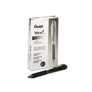 [PTL-BOL-CBK440A] Bolígrafo Pentel retráctil wow, punta 1.0 mm, color negro, con 12 piezas