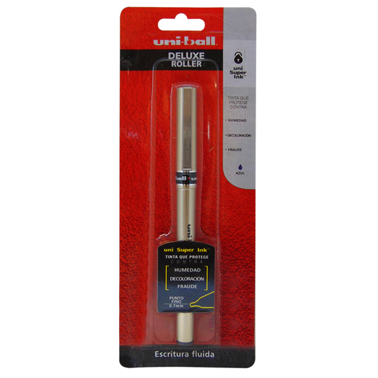 [AZO-BOL-UB177AZ] Bolígrafo antifraude fino Uni Ball Deluxe 0.7 mm color azul blíster