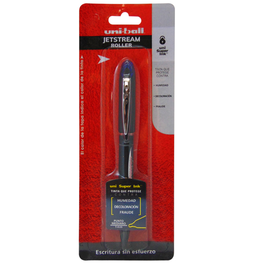 [AZO-BOL-SX210AZ] Bolígrafo antifraude mediano Uni Ball Jetstream 1.0 mm color azul en blíster.