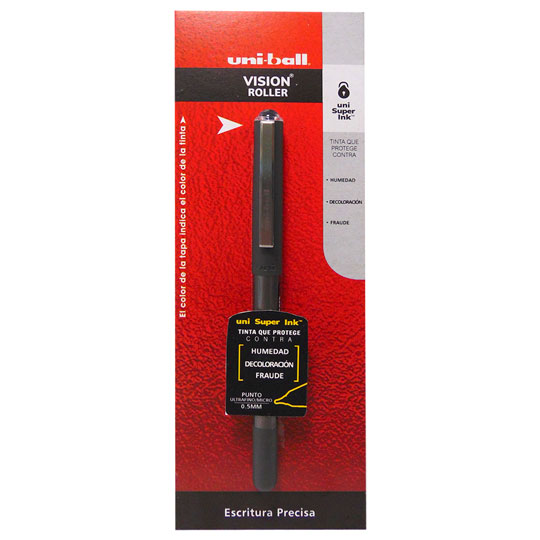 [AZO-BOL-UB150SF] Bolígrafo antifraude ultra fino Uni Ball Vision 0.5 mm color negro blíster