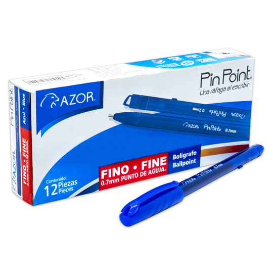 Bolígrafo fino Pin Point 0.7 mm color azul caja con 12 pzas