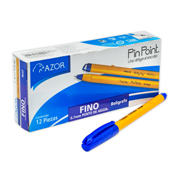 [AZO-BOL-6820A] Bolígrafo fino Pin Point 0.7 mm color azul cuerpo amarillo caja con 12 pzas