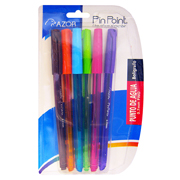 [AZO-BOL-6816S] Bolígrafo fino Pin Point 0.7 mm colores surtidos empaque con 6 pzas