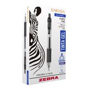 Bolígrafo gel retráctil sarasa zebra, punto fino 0.5 mm, color negro, 12 pz