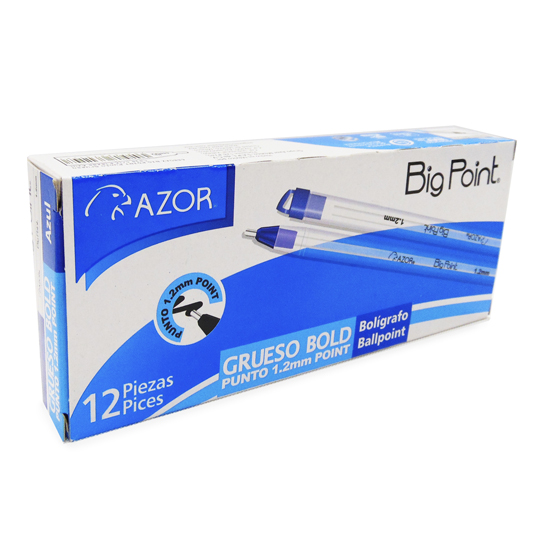 Bolígrafo grueso Big Point 1.2 mm color azul caja con 12 pzas