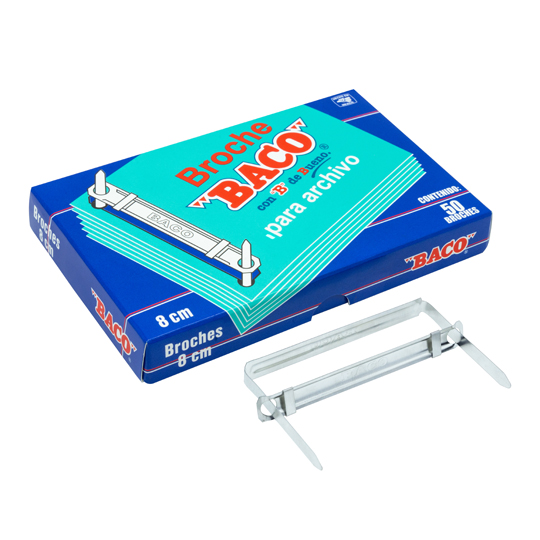 Broche BACO clásico de 8 cm caja con 50 broches