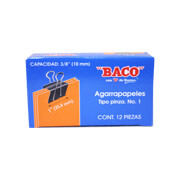 [BAC-SUJ-AGPI1] Broche Baco tipo pinza no.1, 1 caja con12 agarrapapeles