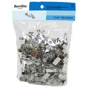 [BAR-CAI-501] Broche metálico tipo caimán Barrilito bolsa con 100 piezas