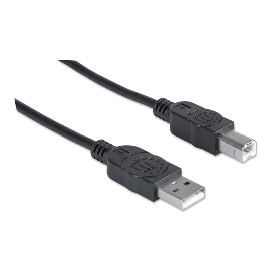 Cable USB v2.0 a-b  5.0 m, Negro Manhattan