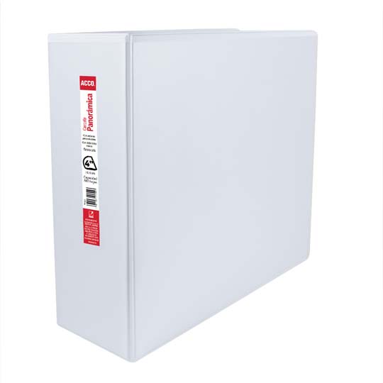 Carpeta panorama herraje D 4" ACCO color blanca, tamaño carta