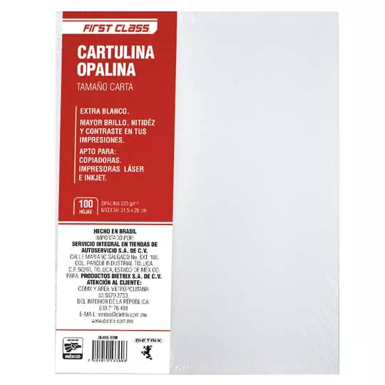 [DIE-CART-3390] CARTULINA OPALINA DIETRIX 100 HOJAS TAMAÑO CARTA 225 GR