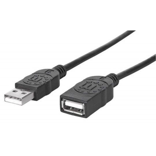 Cable Manhattan USB v2.0 extensión 1.8m negro.