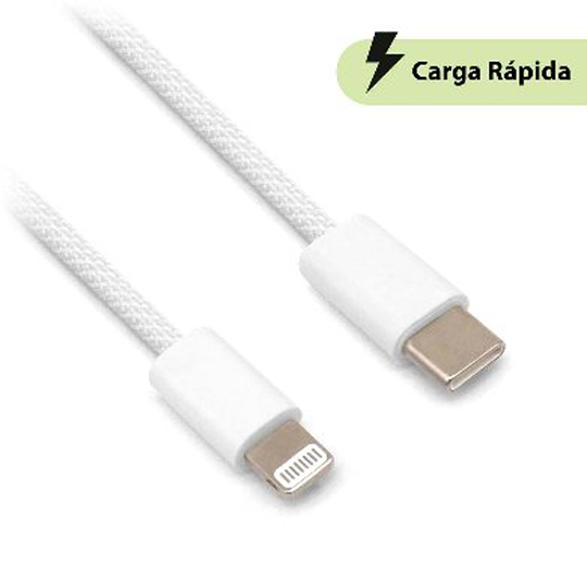 Cable Carga Rápida, USB Tipo "C" A Lightning Tejido, 1 M, Gris BROBOTIX