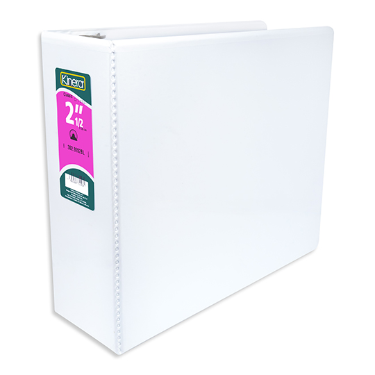 Carpeta panorámica cristal Kinera carta herraje 2.5 pulgadas "O" color blanco