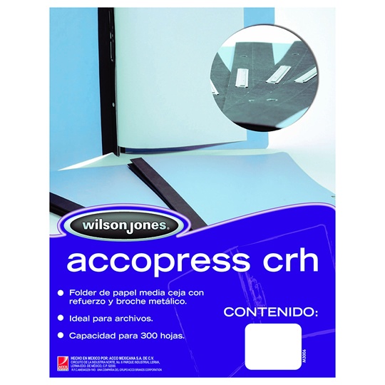 [ACO-FOL-P1192] Carpeta pressboard Accopress ACCO carta color azul claro con broche de 8 cm