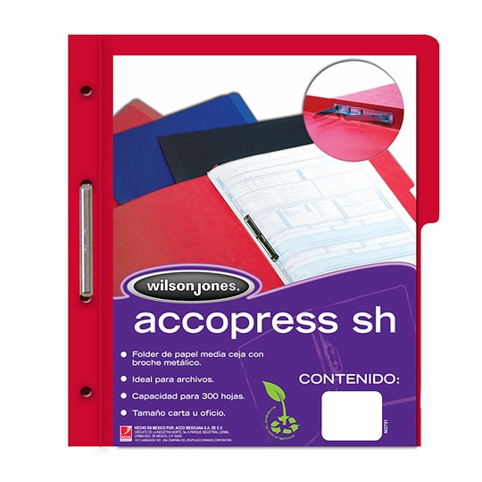 [ACO-FOL-P4557] Carpeta pressboard Accopress sh ACCO carta color rojo con broche de 8 cm