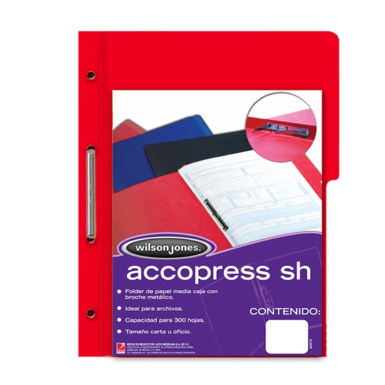 [ACO-FOL-P4568] Carpeta pressboard Accopress sh ACCO oficio color rojo con broche de 8 cm