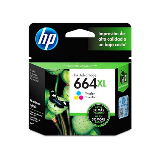 [HP-TIN-F6V30AL] Cartucho de tinta tricolor HP 664xl .