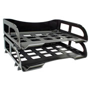 [AZO-CHA-2825NE] Charola lateral Sablón tamaño oficio dospisos color negro