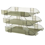 [AZO-CHA-2436HU] Charola vertical Sablón tamaño oficio tres pisos color humo