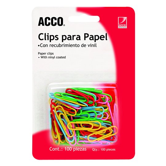 Clip estándar de colores ACCO capacidad hasta 20 hojas