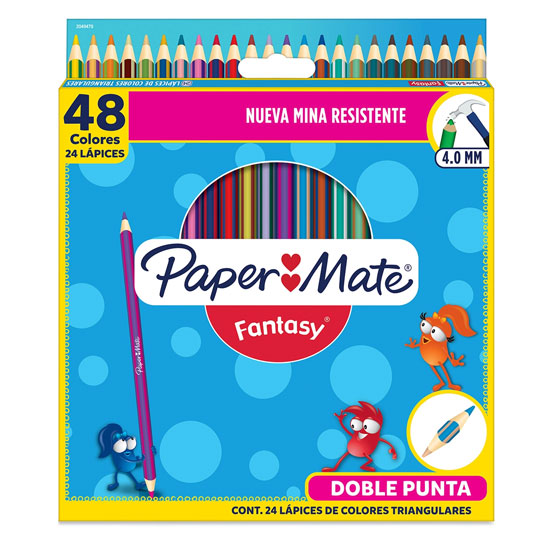 [BER-COL-2049470] Colores Paper Mate triangualres doble nta con 24 lápices