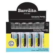 [BAR-CRR-CCL8] Corrector líquido tipo bolígrafo Barrilito de 8 ml con 24 piezas