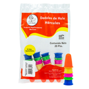 [HER-DED-COL12] Dedal Hercules de hule no. 12 colores surtidos. bolsa con 20 piezas