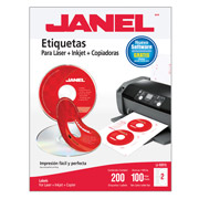 Etiqueta laser mod j-5931 blanca JANEL CD 117 mm con 200 etiquetas