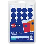Etiqueta redonda removible azul AVERY con tecnología laser/inkjet