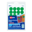 Etiqueta redonda removible verde AVERY con tecnología laser/inkjet
