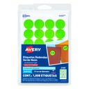 Etiqueta redonda removible verde neon AVERY con tecnología laser/inkjet