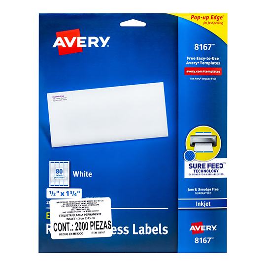 Etiqueta tecnología inkjet AVERY color blanco