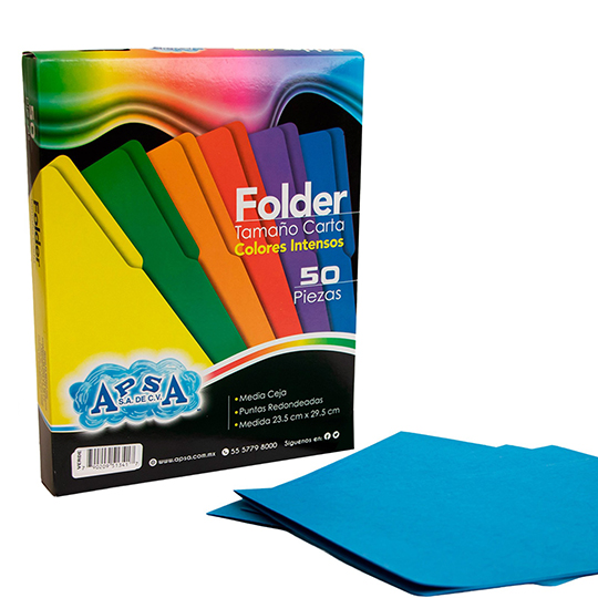 Folder azul intenso APSA tamaño carta  ,paquete con 100 piezas