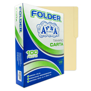 Folder crema APSA tamaño carta  , paquete con 100  piezas