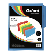 Folder de color Oxford carta color azul ceja 1/2 caja con 25 pzas