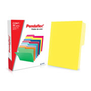 Folder de color Pendaflex carta color amarillo ceja 1/2 caja con 50 pzas
