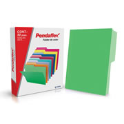 Folder de color Pendaflex carta color verde ceja 1/2 caja con 50 pzas