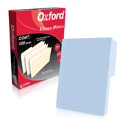 Folder manila Oxford carta color azul ceja 1/2 caja con 100 pzas
