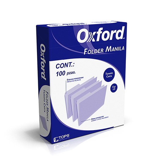 Folder manila Oxford carta color crema ceja 1/2 caja con 100 pzas