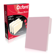 Folder manila Oxford carta color rosa ceja 1/2 caja con 100 pzas