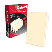 Folder manila Oxford oficio color crema ceja 1/2 caja con 100 pzas