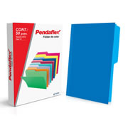 Folder manila Pendlaflex oficio color azul ceja 1/2 caja con 50 pzas