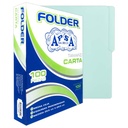 Folder verde APSA tamaño carta  , paquete con 100  piezas