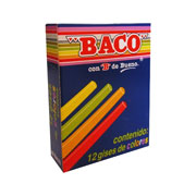 Gis Baco de 12 colores, 1 caja con 12 gises de colores
