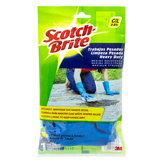 [3M-GUANTE-TGD] Guantes de latex azules afelpados Scotch-brite 3M tamaño grande